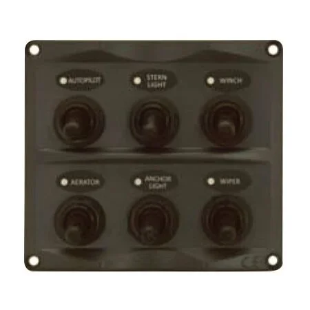 6P IP66 ABS Toggle Switch Panel (Dark Grey)