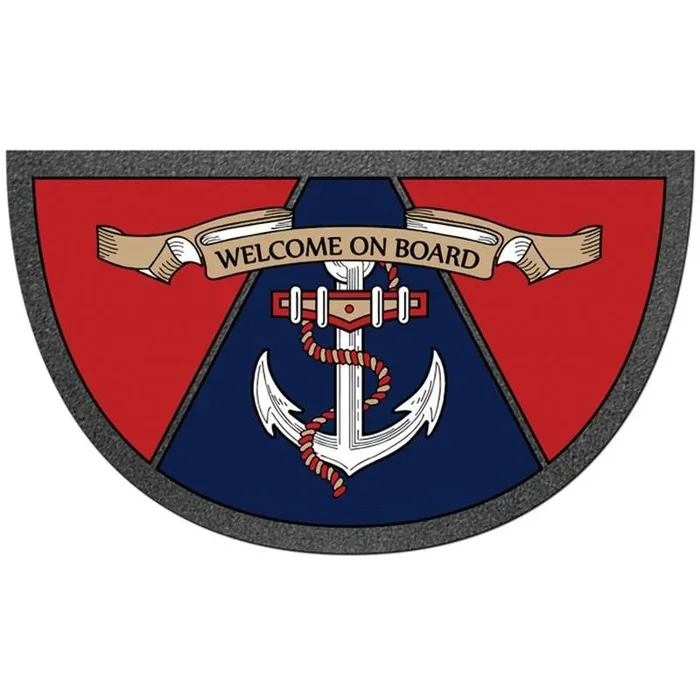 Antiskid Nautical Rug 40 x 68 cm – Anchor Design, Weather-Resistant Polyurethane and Soft Velour