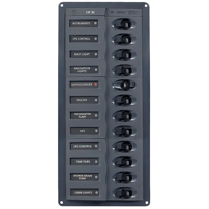 BEP DC Panel – 12-Way – No Meter – Vertical