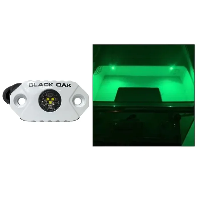 Black Oak Rock Accent Light – Green – White Housing