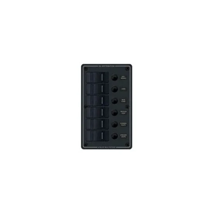 Blue Sea 6-Position IP66 Waterproof Vertical Panel Black