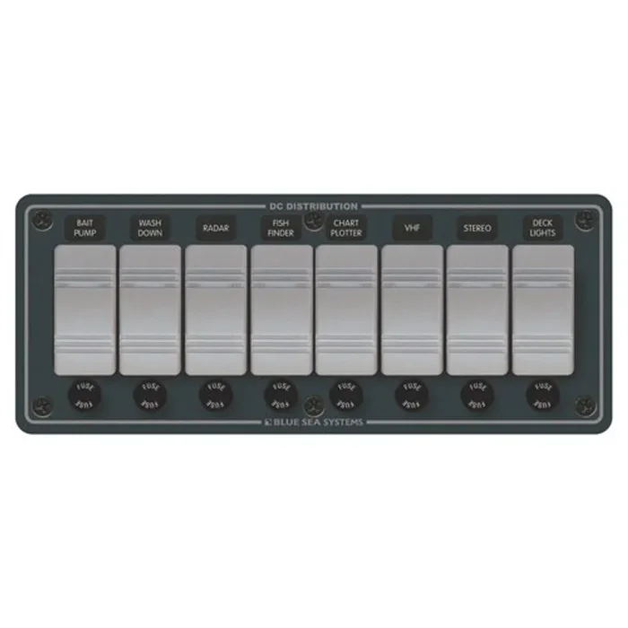 Blue Sea 8-Position IP66 Waterproof Panel Horizontal Black