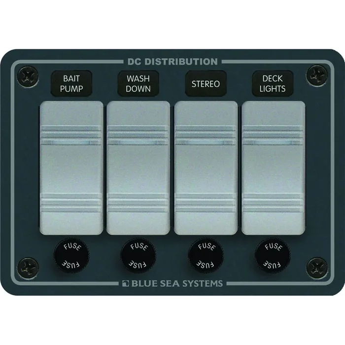 Blue Sea 8262 Waterproof Panel 4 Position – Slate Grey