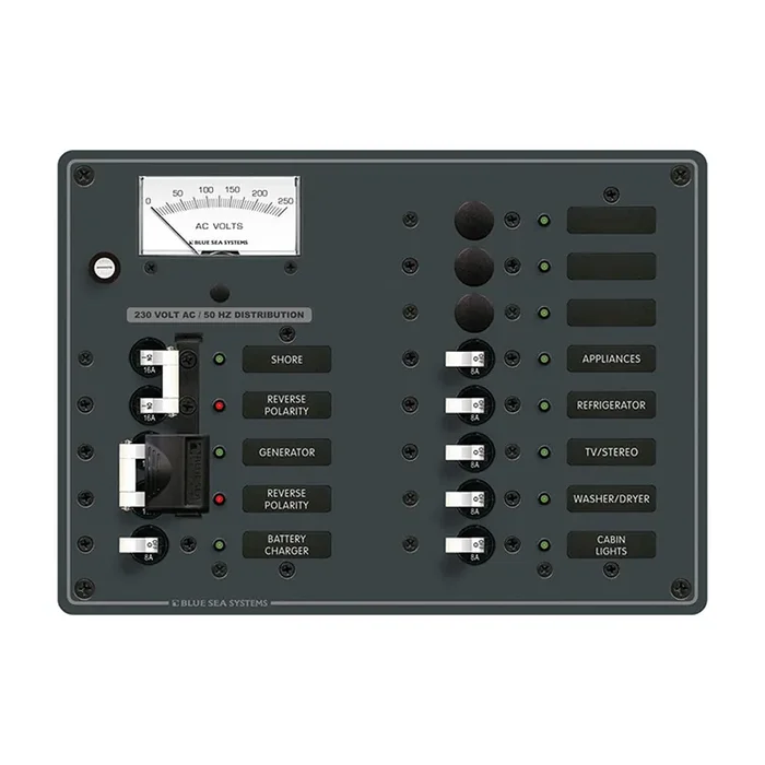 Blue Sea 8562 AC Toggle Source Selector (230V) – 2 Sources + 9 Positions