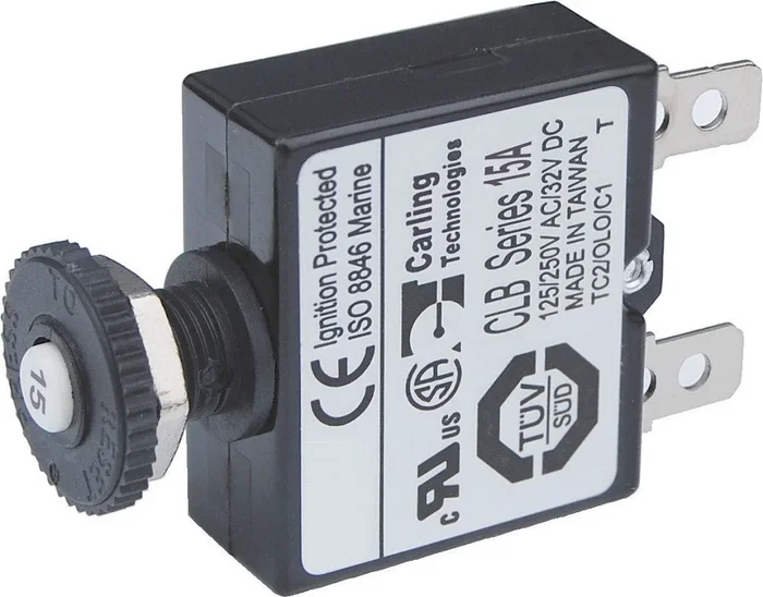 Blue Sea System Push Button Reset Only Quick Connect Circuit Breaker – 15 Amps