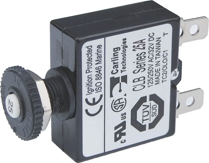 Blue Sea System Push Button Reset Only Quick Connect Circuit Breaker – 25A