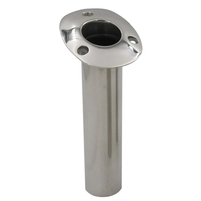 C.E. Smith 70 Series Standard Flush Mount Rod Holder – 15 Degree – Stainless Steel – Cast Bottom – Black Liner