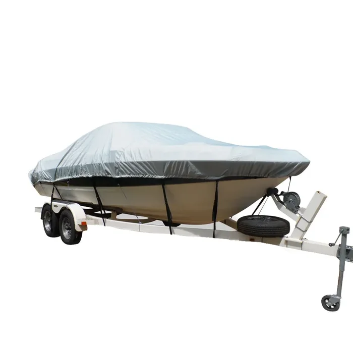 Carver Flex-Fit PRO Polyester Size 11 Boat Cover for V-Hull Center Console Fishing Boats – Grey – 79011