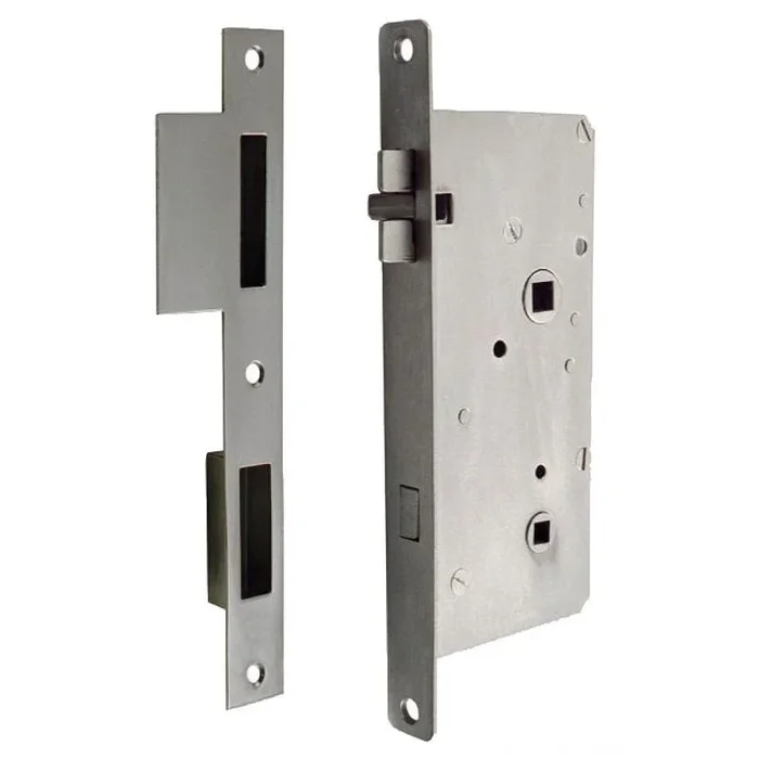 Chromed Brass Mortise Lock with 2 Plates, Standard Square and External Unlocking Key – Serrat.DX by Osculati