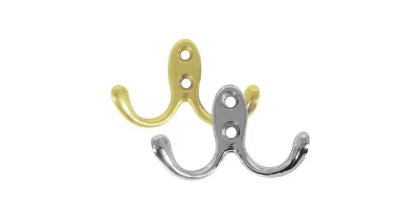 Double Wardrobe Hook 40x55mm Chromed Brass