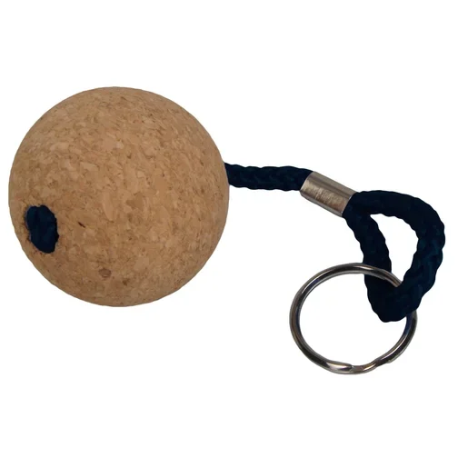 Floating Cork Ball Keyring with Black Rope