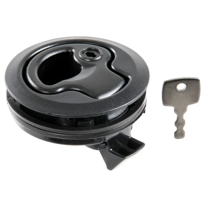 Flush Pull Latch – Black Nylon with Lock for Nautical Applications