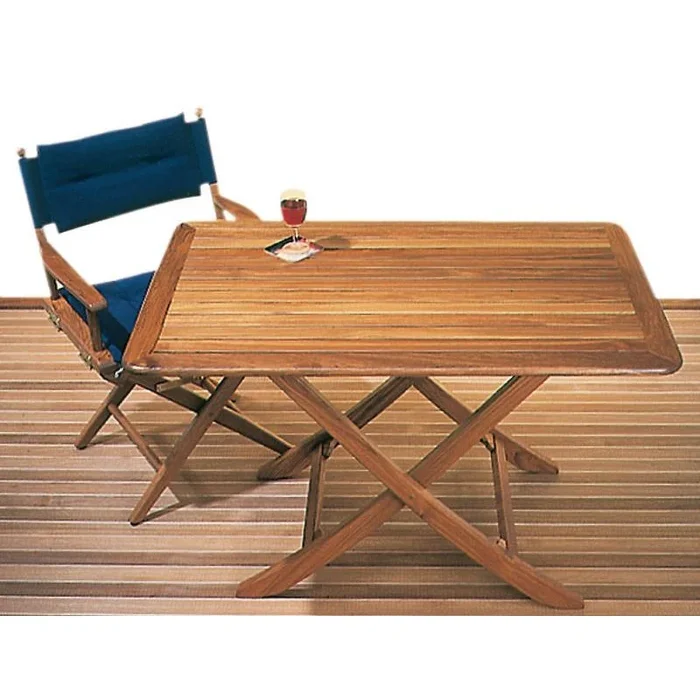 Foldable Teak Table 118×70 cm – Adjustable Height for Nautical Use