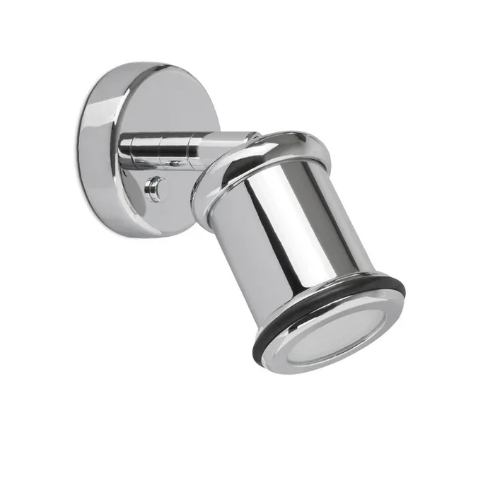 Foresti e Suardi ARA SMALL Adjustable Wall-Mounted Reading Light in Chrome-Plated Silver Brass with On/Off Switch – 4000 °K White LED for Nautical and Sailing Use