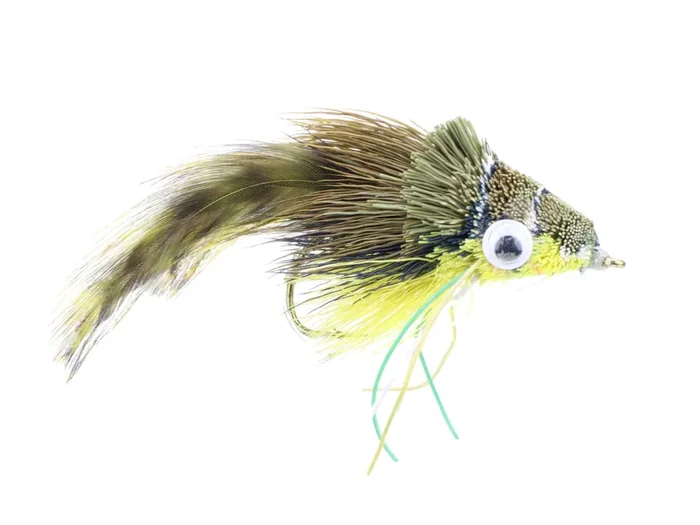 Frog Deer Hair Diver, Size 2 Green Camo Qty. 2 Wild Water Fly Fishing