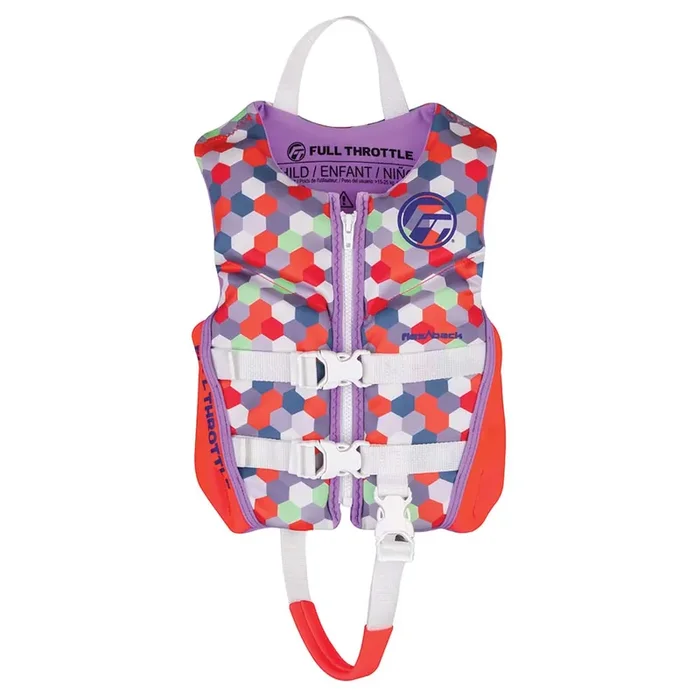 Full Throttle Child Rapid-Dry Flex-Back Life Jacket – Pink