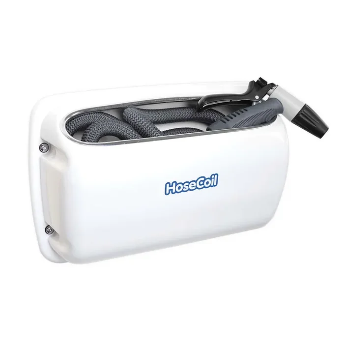HoseCoil Side Mount Expandable Enclosure with 50′ Hose & Rubber Tip Nozzle