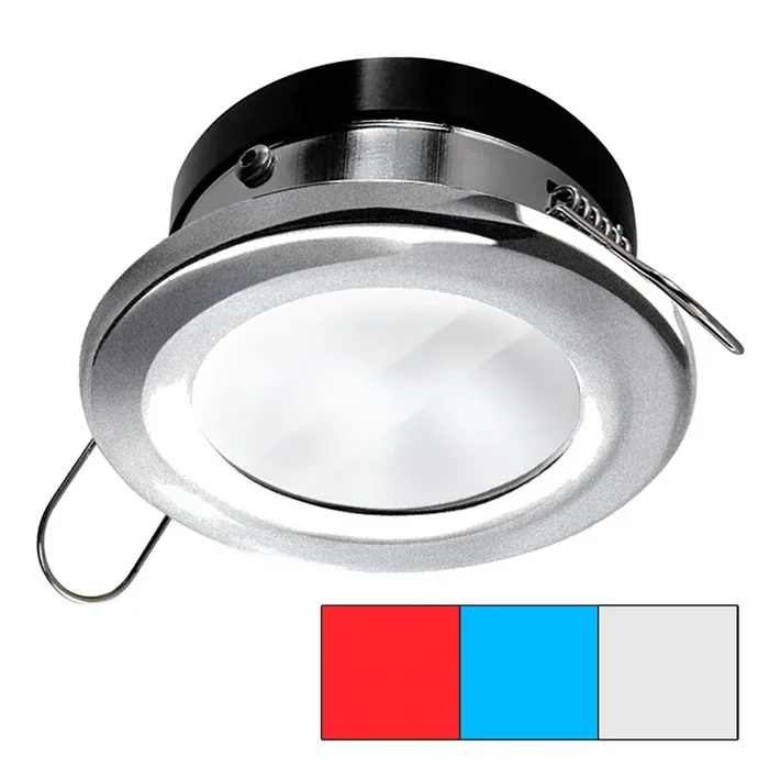 i2Systems Apeiron A1120 Spring Mount Light – Round – Red, Cool White and Blue – Brushed Nickel