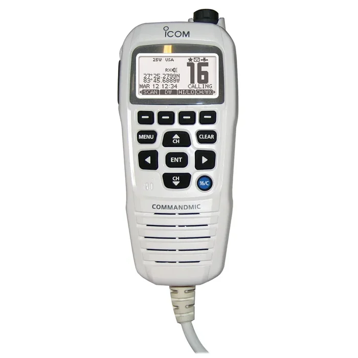 Icom HM195 CommandMic™ IV with White BlackLit LCD – Super White