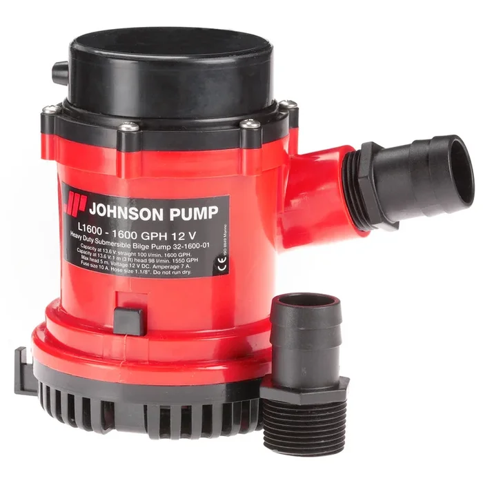 Johnson Pump 1600 GPH Bilge Pump 1-1/8″ Hose 12V