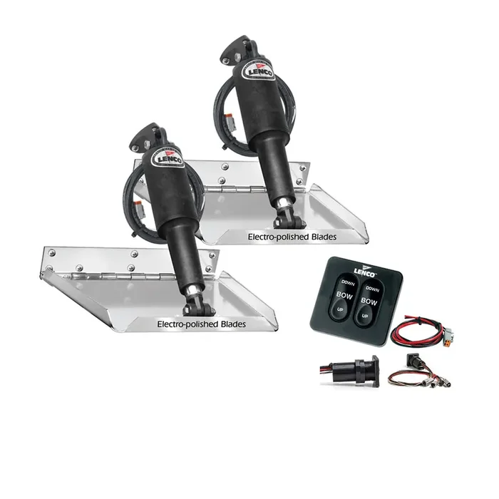 Lenco 12in x 9in Standard Performance Trim Tab Kit with Standard Tactile Switch Kit 12V