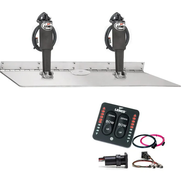 Lenco 16in x 24in Dual Actuator Super Strong Trim Tab Kit with LED Indicator Switch Kit 12V