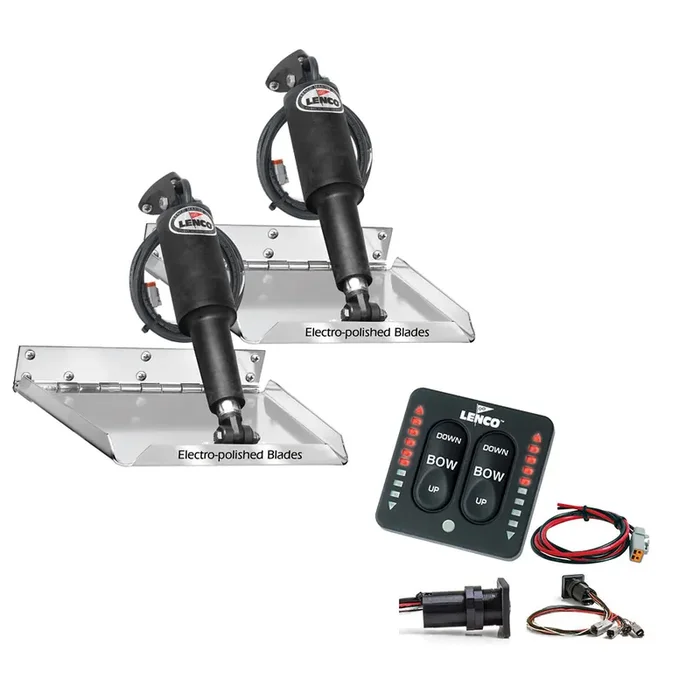Lenco 9in x 9in Standard Performance Trim Tab Kit with LED Indicator Switch Kit 12V