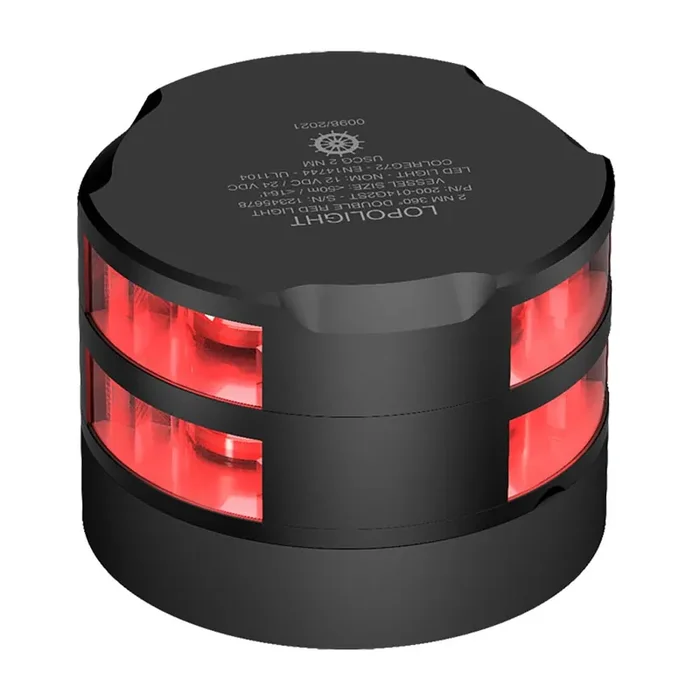Lopolight 2nm Double Stacked Navigation Light Horizontal Mount Red Black