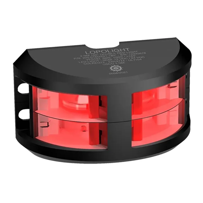 Lopolight 2nm Double Stacked Navigation Light Vertical Mount Red -Black