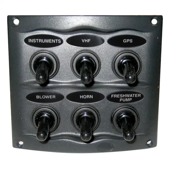Marinco Waterproof Panel – 6 Switches – Grey
