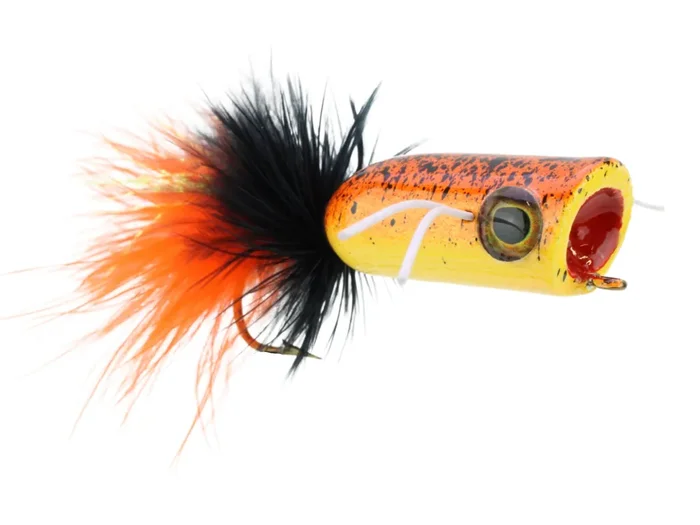Mini Bass Popper, Size1/0 Orange Tiger Qty. 4 Wild Water Fly Fishing