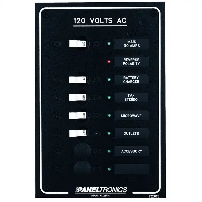 Paneltronics Standard AC 6 Position Breaker Panel & Main with LEDs