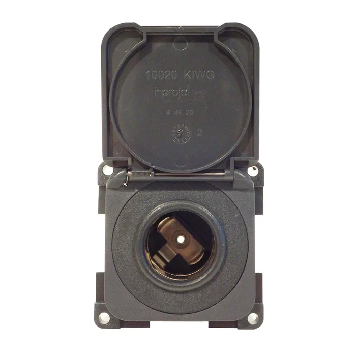 Premium 12/24V Lighter Type Socket with Protective Cover – Modular Gray RAL 7015 Electrical Accessory for Boating and Yachting