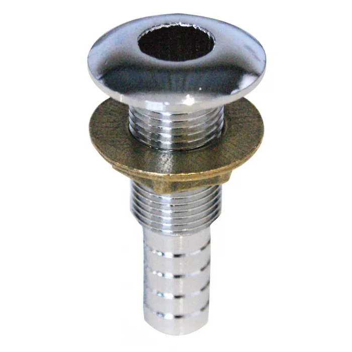 Premium 2″ Chrome Brass Through Hull Fitting with Hose Connection for Marine Applications