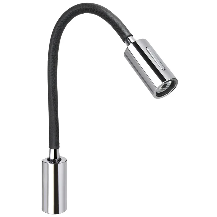 Quick Audrey Wall Light w/USB Daylight – Black Leather – Chrome