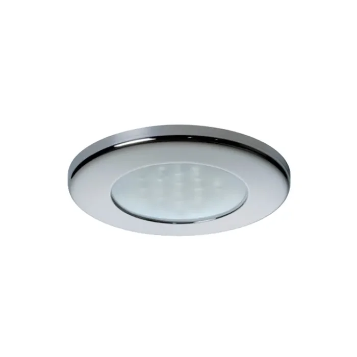 Quick Ted Cs Downlight LED – 2W, IP40, Spring Mounted with Switch – Round Stainless Bezel, Round Warm White Light