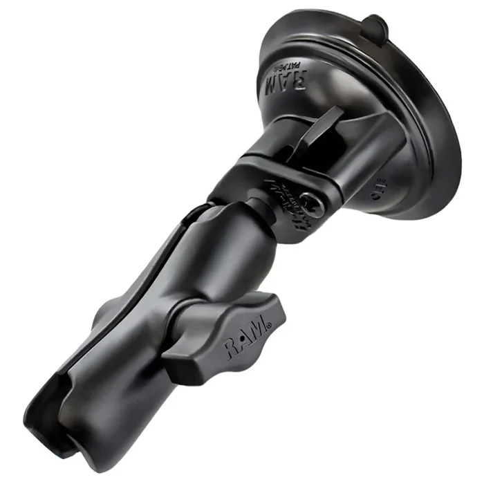 RAM Mount 1″ Diameter Ball Standard Length Double Socket Arm w/3.25″ Diameter Suction Cup Twist Lock Base [RAM-B-166-103U]