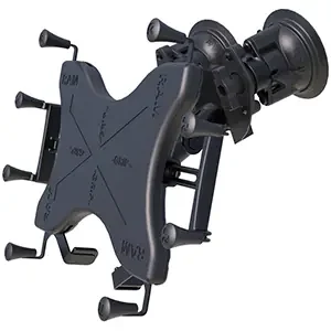 RAM Mount Dual Articulating Suction Cup with Medium Length Double Socket Arm and Universal X-Grip Cradle for 12in Large Tablets