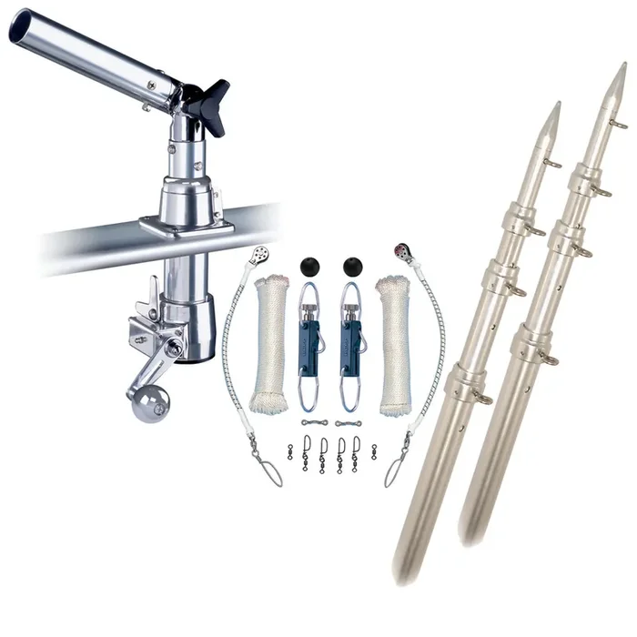 Rupp Z-30 Top Gun Outrigger Kit with 18ft Poles & Complete Single Line Rigging Kit with Klickers Release Clips