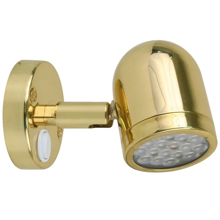 Scandvik LED Brass Reading Light – 10-30V [19052P]
