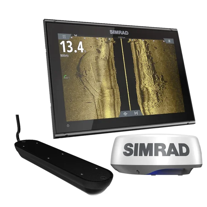 Simrad GO12 XSE Chartplotter Radar Bundle HALO20+ & Active Imaging 3-in-1 Transom Mount Transducer & C-MAP Discover Chart