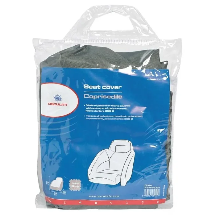Single-Seat Grey Waterproof Cover 60x60x65cm – Durable Polyester Fabric with Polyurethane Coating – Osculati