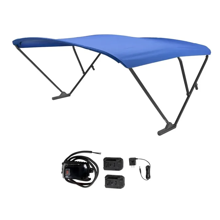 SureShade Battery Powered Bimini – Black Anodized Frame & Pacific Blue Fabric – 2021133097