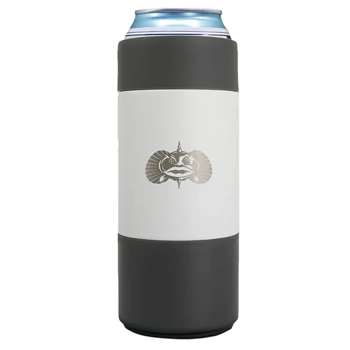 Toadfish Non-Tipping Slim Can Cooler + Adapter – 12oz – White