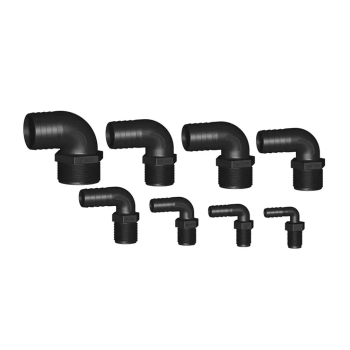 TruDesign Hose Tail Long Thread 90 Degree Elbow BSP Black