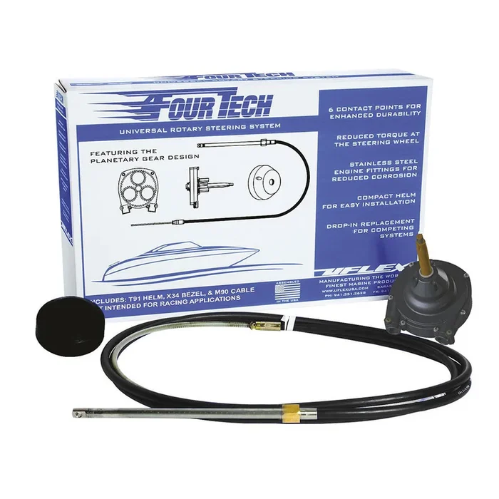 Uflex Fourtech 10′ Black Mach Rotary Steering System w/Helm, Bezel & Cable