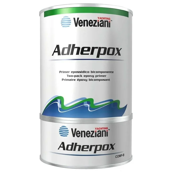 VENEZIANI Adherpox Two-Component Epoxy Primer for All Surfaces, Including Aluminium – Ideal for Marine Use and Paint Base.