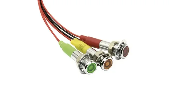 Watertight Chromed Brass 12V LED pilot lights Red