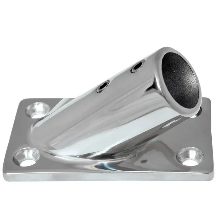 Whitecap 1″ O.D. 30ø Rectangle Base SS Rail Fitting – 6178C
