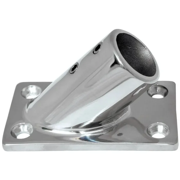 Whitecap 1″ O.D. 45ø Rectangle Base SS Rail Fitting – 6115C